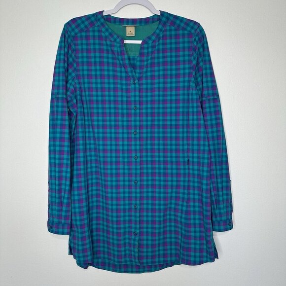 Duluth Tops - Duluth Flex Sidewinder Shirt Tunic Sz M UPF 30 Plaid Blue Outdoor Hiking